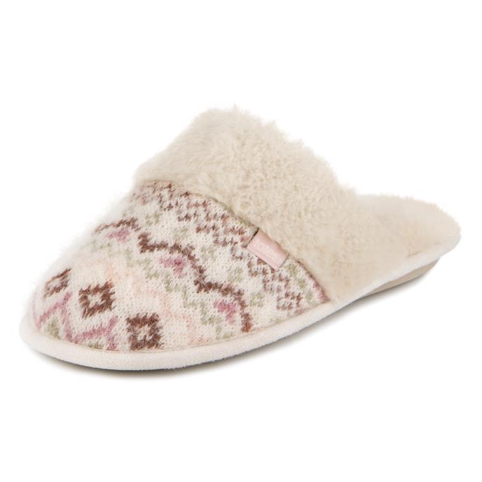 totes toasties® Ladies Fair Isle Knit Mule Slippers Fairisle Extra Image 3